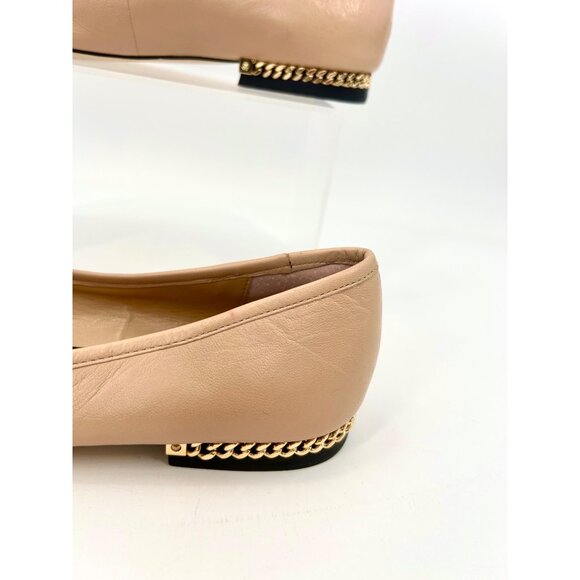 MICHAEL MICHAEL KORS BEIGE & BLACK BALLET FLATS W/ GOLD CHAIN ACCENT - 6M - Picture 4 of 10